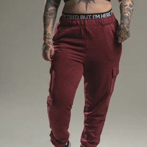 Girrlscout -- The I'm Tired Cargo Sweatpants - Maroon